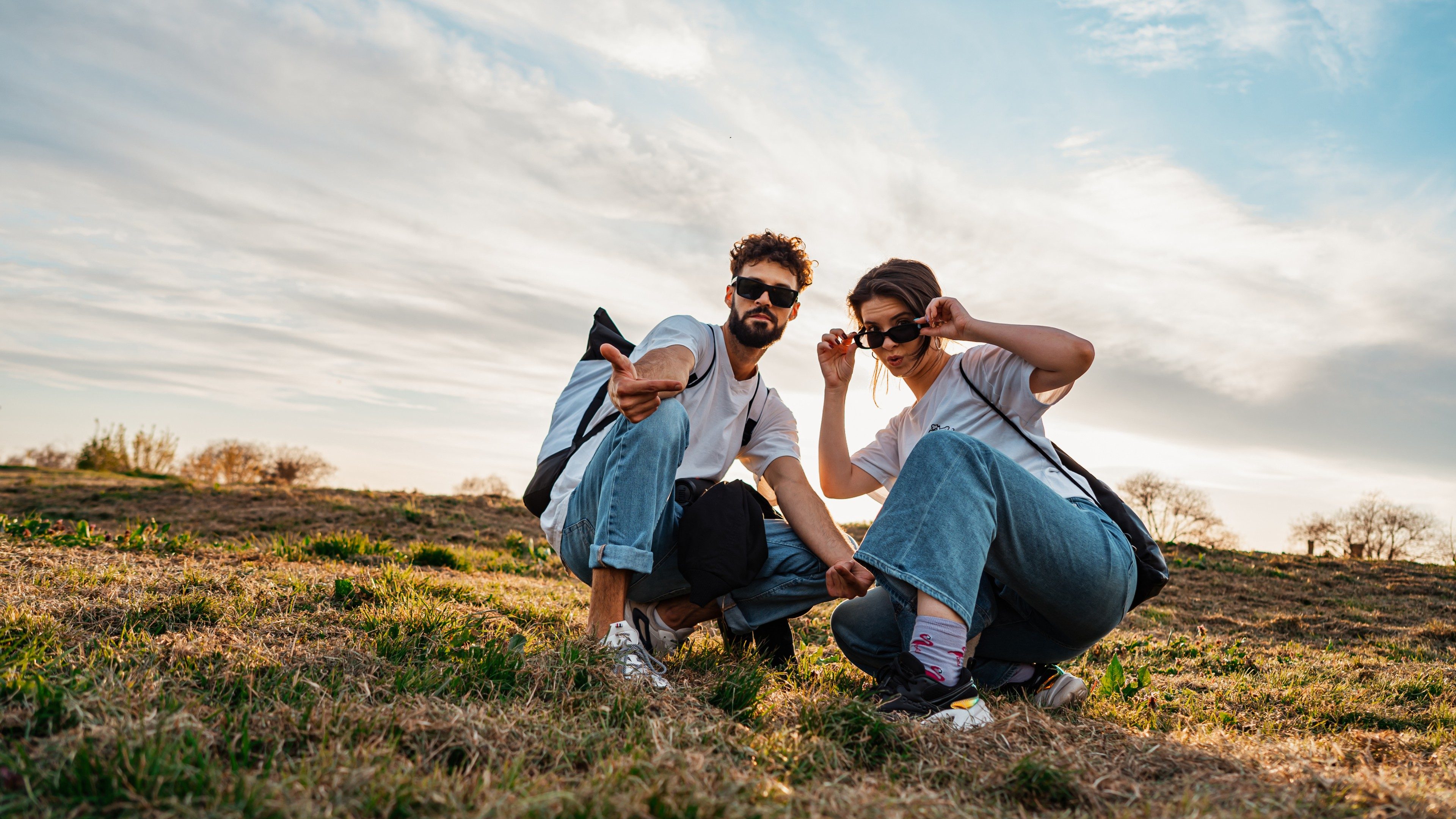 Young adult couple posing in front of camera, Alternative Lifestyle