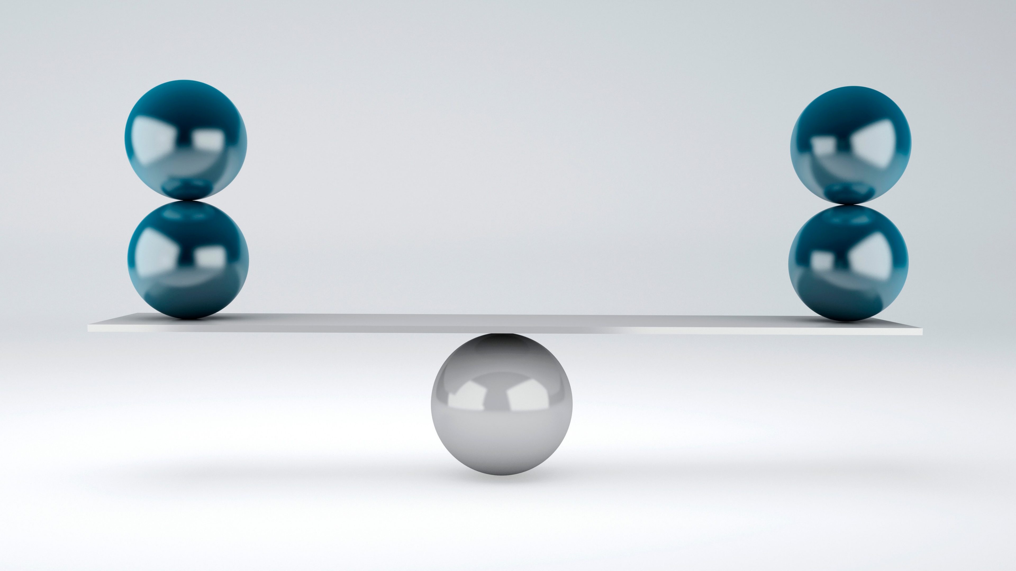 image of blue spheres in equilibrium. 3d illustration